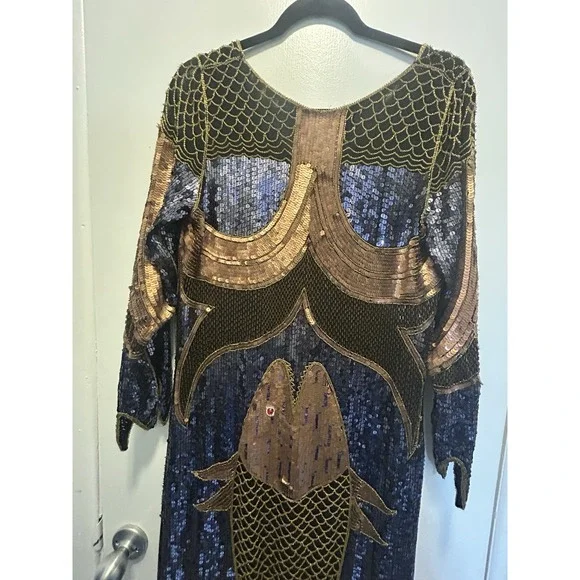 RARE Creative Creations Made In India 100% Silk Size Medium Disco Dress Sequined - Picture 10 of 14